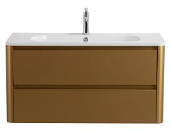 Cezares Тумба с раковиной Relax 100 подвесная брашированное золото – фотография-1