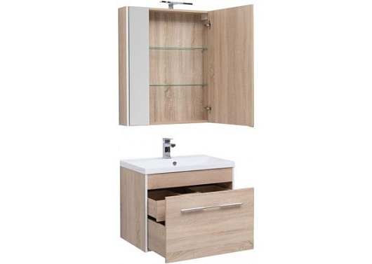 Aquanet Тумба с раковиной Августа 75 дуб сонома – картинка-3