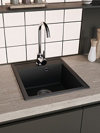 Teymi Мойка кухонная Helmi Smart 42 кварцевая черная матовая – фотография-6
