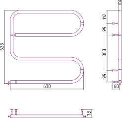 Стилье Полотенцесушитель электрический №06 GS-образный 600х650 – фотография-2