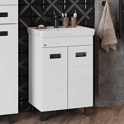 Onika Мебель для ванной Балтика-Квадро 55.11 Black L белая – фотография-6