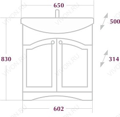Onika Тумба с раковиной "Арно 65.11" белое дерево – фотография-5