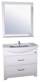 ASB-Woodline Тумба с раковиной Берта 85, массив ясеня, белый/патина серебро – фотография-2