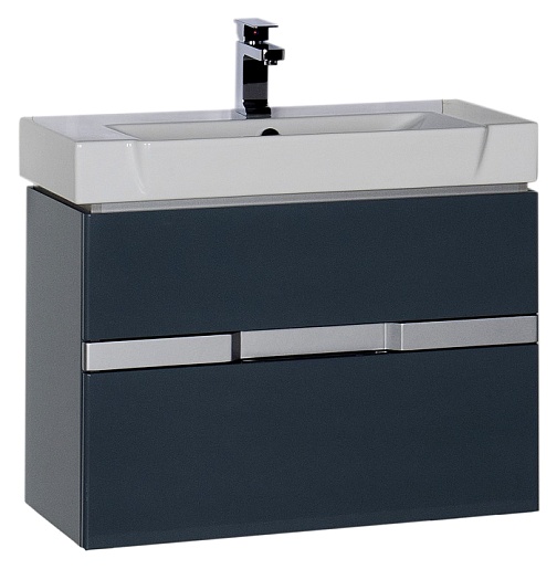 Aquanet Тумба с раковиной Виго 80 сине-серая – фото-1