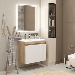 Teymi Тумба с раковиной Netta 75 Волна подвесная дуб/белый – фотография-12