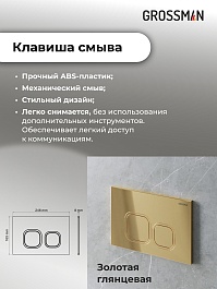 Grossman Инсталляция для подвесного унитаза Cosmo 97.02.300 с клавишей смыва золото глянцевое – фотография-16