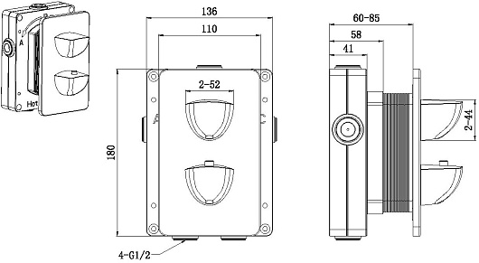 Allen Brau Смеситель для ванны Infinity 5.21316-00 (с внутренней частью, 3 выхода) хром – фотография-4