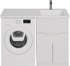 Dreja Мебель для ванной Vega 120 R под стиральную машину белая – фотография-12
