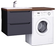 Jorno Тумба с раковиной Wood 120 серая под стиральную машину столешница тёмная