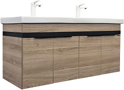 Comforty Тумба с раковиной Дуэт 125 подвесная дуб натуральный – фотография-1