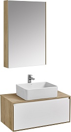 Акватон Мебель для ванной Либерти 90 Mila 50 белая/дуб эльвезия – фотография-1