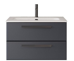 Cezares Тумба с раковиной Eco Cer-N 80 grafito CZR-8073-80 ручки матовые чёрные – фотография-1