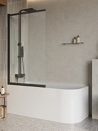 BelBagno Шторка на ванну 80/145 LUCE-VF-11-80/145-C-NERO – фотография-1