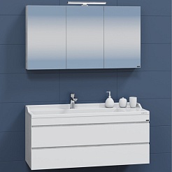 СанТа Мебель для ванной Марс 120 подвесная белая/светлое дерево – фотография-1