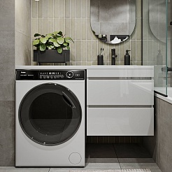 Vivon Тумба с раковиной под стиральную машину Harper 120 R подвесная белый глянец – фотография-2