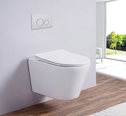 Esbano Унитаз Clavel подвесной безободковый белый матовый – фотография-2