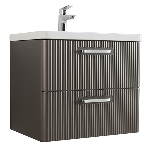 BelBagno Тумба с раковиной Due 60 подвесная Оружейная сталь ручки Хром полированный – фото-1