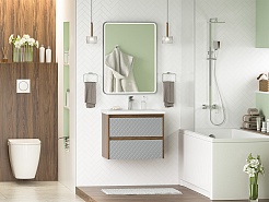 Brevita Мебель для ванной Chester 65 подвесная серая/дуб чарльстон темно-коричневый – фотография-2