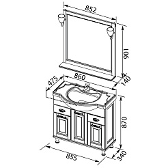 Aquanet Мебель для ванной Тесса 85 жасмин/серебро – фотография-4