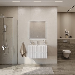 Cezares Тумба под раковину Duet-N 80 подвесная ясень белый софт – фотография-6