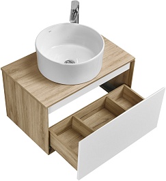 Акватон Тумба под раковину Либерти 70 белая/дуб эльвезия – фотография-14