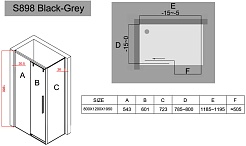 Black&White Душевой уголок Stellar Wind S898 Black-Grey 120x80 – фотография-6