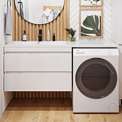 Vivon Тумба с раковиной под стиральную машину Donna 150L подвесная белый глянец – фотография-1