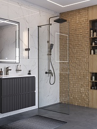 BelBagno Душевая перегородка Uno UNO-L-1-TB-90-C-GM 90x200 профиль оружейная сталь стекло прозрачное – фотография-2