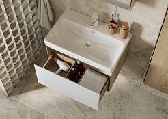 Акватон Мебель для ванной Либерти 70 белая/дуб эльвезия – фотография-5