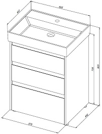 Aquanet Тумба с раковиной Nova Lite 60 дуб рошелье – фотография-10