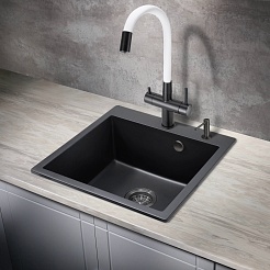 Milacio Смеситель для кухни Ultra MCU.560.TBW total black/белый – фотография-6