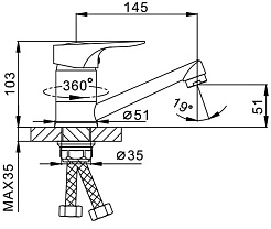 Frap Смеситель для кухни H28 F4528-2-B хром – фотография-3