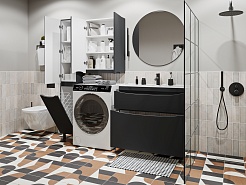 Vivon Шкаф-пенал Ostin 30L с бельевой корзиной черный матовый – фотография-6