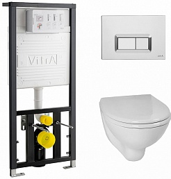 Vitra Унитаз подвесной с инсталляцией Arkitekt 9005B003-7211 кнопка хром – фотография-1