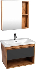 Viant Мебель для ванной Бостон 80 1 ящик подвесная графит/дуб вотан – фотография-1