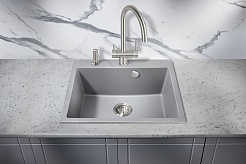 Milacio Мойка кухонная Murcia 60 Cuarzo серая металлик – фотография-3