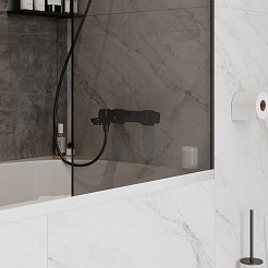 Teymi Шторка на ванну Timo 70x140 профиль черный матовый стекло тонированное – фотография-8