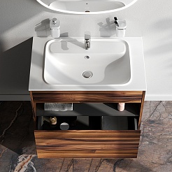 Am.Pm Мебель для ванной Func 80 подвесная темное дерево – фотография-7