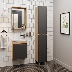 Onika Шкаф пенал Милтон 30 серый/дуб сонома – фотография-2