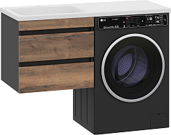 Misty Мебель для ванной Коломбо 120 L подвесная под стиральную машину дуб галифакс/антрацит – фотография-4
