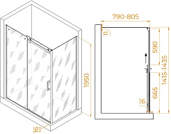 RGW Душевой уголок Tornado TO-44-1B (TO-14B + Z-060-2B) 140x80 профиль черный стекло прозрачное – фотография-3