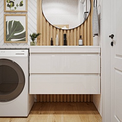 Vivon Тумба с раковиной под стиральную машину Donna 150R подвесная белый глянец – фотография-2