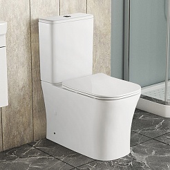 Azario Унитаз-компакт Anteo Square AZ-1218A безободковый с бачком с сиденьем микролифт белый – фотография-2