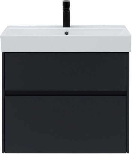 Aquanet Тумба с раковиной Бруклин 70 подвесная черная матовая – фотография-4