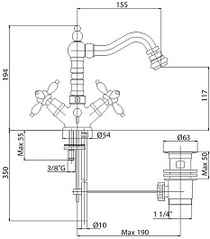 Cezares Смеситель NOSTALGIA-BS2-03/24 для биде – фотография-2