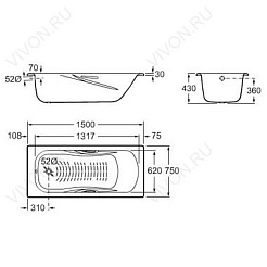 Roca Стальная ванна "Princess-N 150 см" – фотография-4
