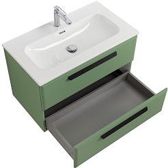 Cezares Тумба с раковиной Eco Cer-N 80 фисташковый софт CZR-8073-80 ручки матовые чёрные – фотография-4