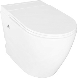 Azario Унитаз приставной AZ102 импульсный безободковый с сиденьем микролифт белый – фотография-3