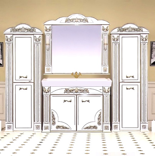 Misty Пенал для ванной Барокко 60 L белый, патина – фотография-2