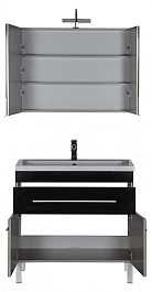 Aquanet Тумба с раковиной Верона 75 напольная, дверцы, черная – фотография-4